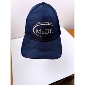 New Era 39THIRTY McDonald Excavating McDE Hat Navy Camo Mesh Back Stretch  L/XL